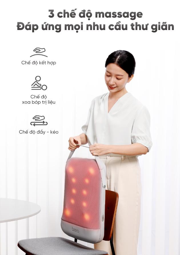Máy Massage Lưng Breo Back 5, Tích hợp 5 kỹ thuật massage, 10 đầu massage linh hoạt, Chườm nóng rộng, Tia hồng ngoại 770nm