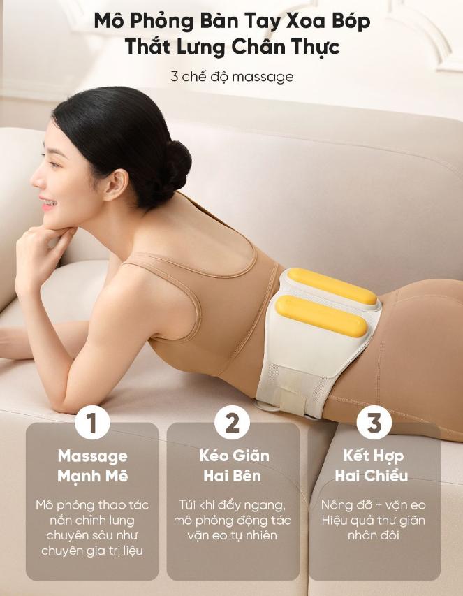 Đai Massage chườm nóng bụng và thắt lưng Breo Y2 - Rung 11.500 vòng /phút, 3 chế độ kèm theo 3 mức nhiệt, Cải thiện tư thế, Chỉnh cột sống