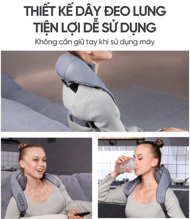 Máy Massage cổ vai gáy Breo N5 Mini Massage 3D, 6 đầu xoay, Công nghệ sưởi ấm NTC, Chế độ rảnh tay, Pin Lithium-ion