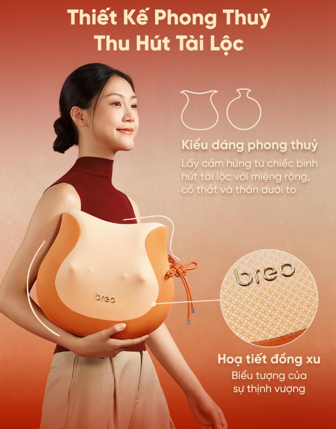 Gối Massage lưng Breo Back 2F Thiết kế phong thủy, Trị liệu ánh sáng đỏ, Công nghệ 3D, Pin 100 phút