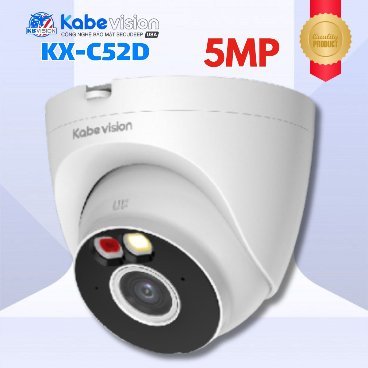 Camera Dome Kabevision KX-C52D 5MP, WiFi 6, Góc nhìn 108°, LED/IR 30m, Nhận diện người & Phương tiện, Tích hợp MIC, 12 VDC, IP67
