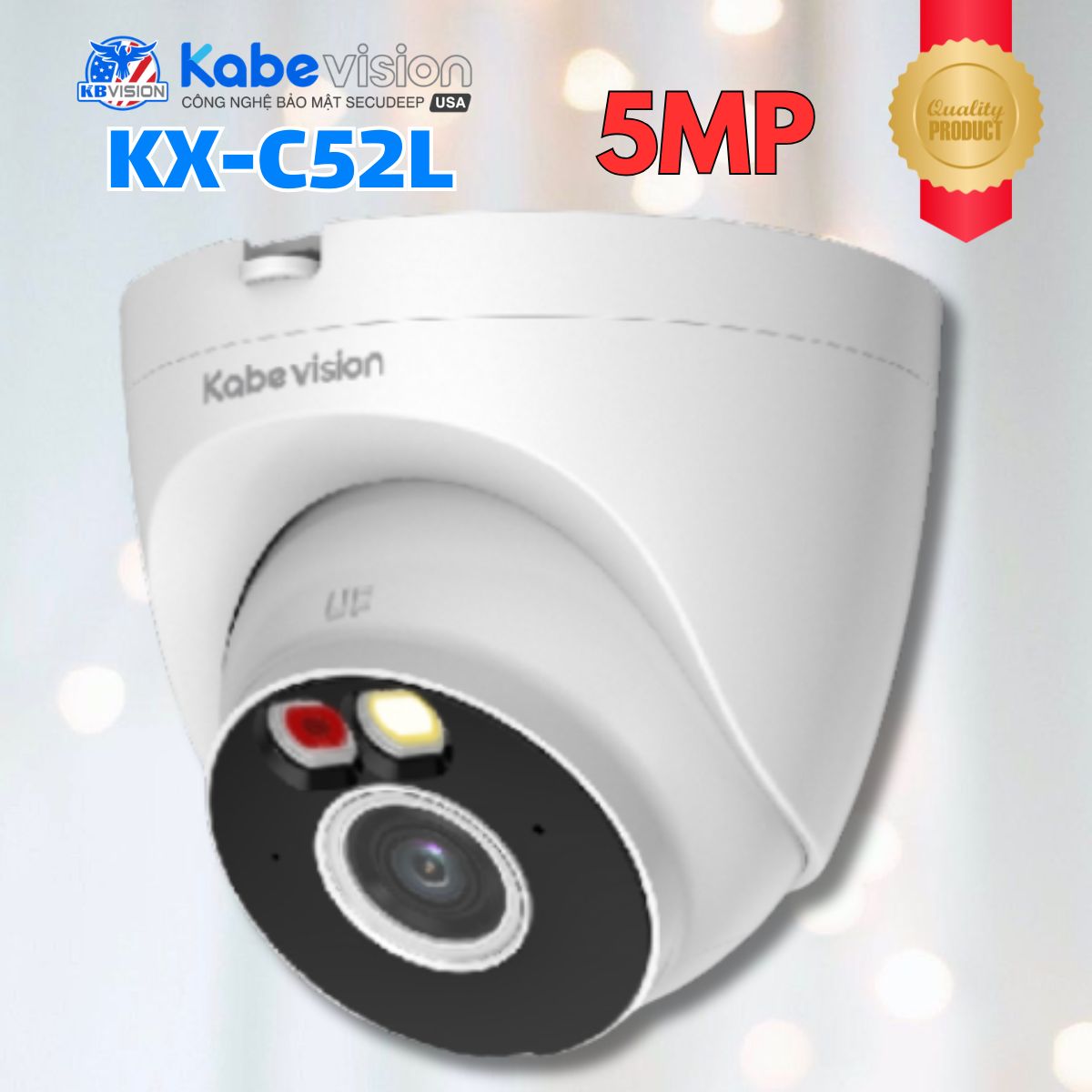 Camera IP WiFi dome 5MP Kabevision KX-C52L Báo động còi hú, Góc nhìn 108 Độ, Tích hợp Loa & Mic, Nhận diện người và phương tiện, IR 30m