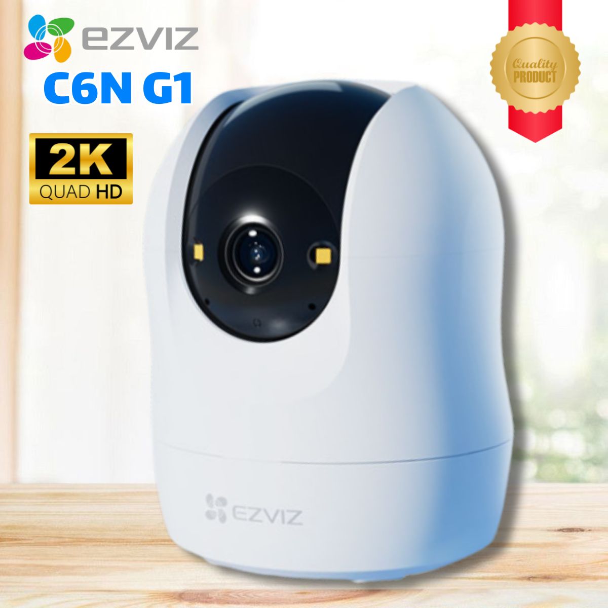 Camera Ezviz C6N G1 3MP 2K, wifi Quay quét 360°, Nút gọi cảm ứng, Nhận diện người & Thú cưng, Đàm thoại 2 chiều