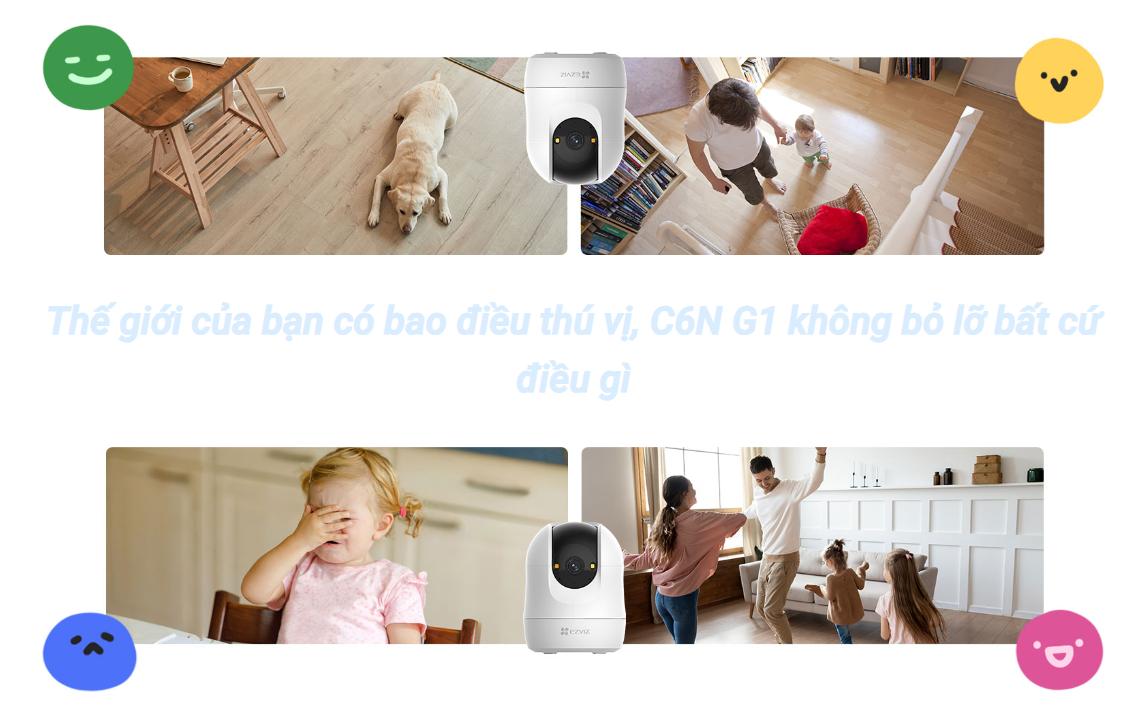 Camera Ezviz C6N G1 3MP 2K, wifi Quay quét 360°, Nút gọi cảm ứng, Nhận diện người & Thú cưng, Đàm thoại 2 chiều