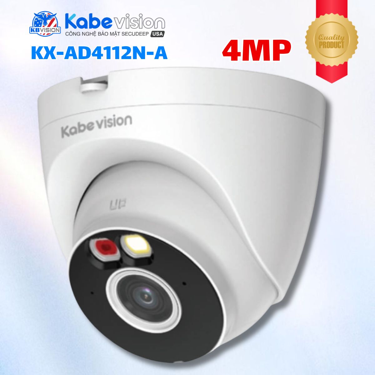 Camera IP Dome 4MP Kabevision KX-AD4112N-A - Nhận diện người, Chống ngược sáng, Hỗ Trợ PoE & Mic, LED/IR 30m, IP67