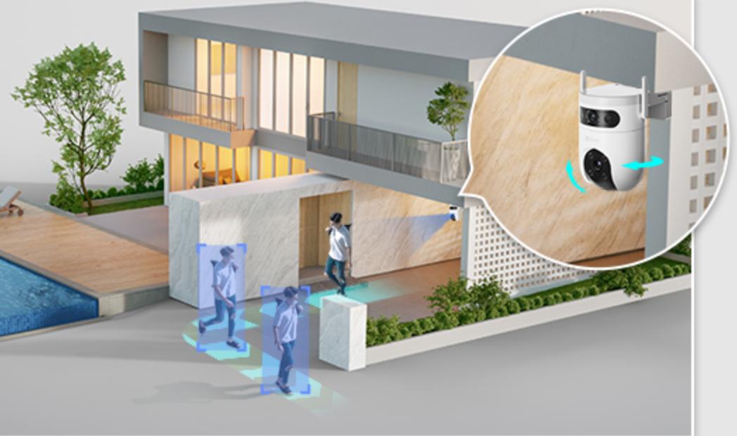 Camera 4G & Wi-Fi ống kính kép Ezviz CS-H9C (5MP+5MP,4G), Quay quét  360°, Phát hiện theo dõi thông minh, Ban đêm có màu, Mic & Loa