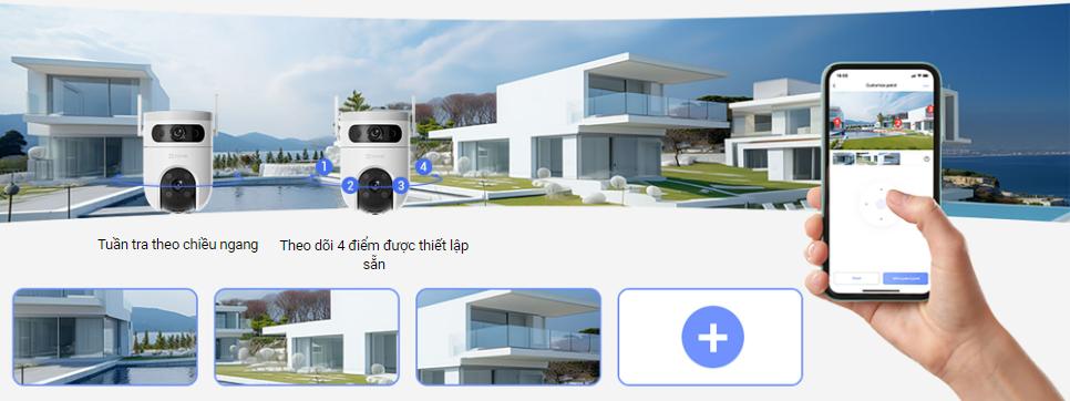 Camera 4G & Wi-Fi ống kính kép Ezviz CS-H9C (5MP+5MP,4G), Quay quét  360°, Phát hiện theo dõi thông minh, Ban đêm có màu, Mic & Loa