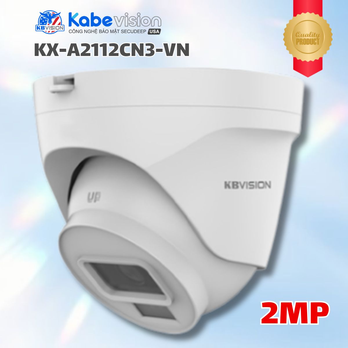 Camera IP cố định Dome trong nhà 2MP Kabevision KX-A2112CN3-VN, Công nghệ DWDR, 3DNR, Phát hiện chuyển động, IR 30m