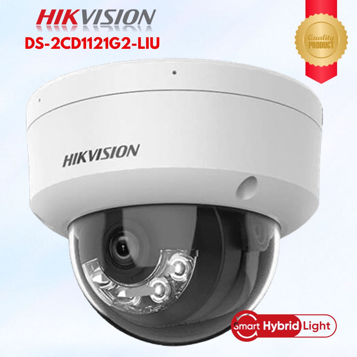 Camera Dome IP 2MP Hikvision DS-2CD1121G2-LIU Công nghệ Smart Hybrid Light, Tích hợp Mic, Phát hiện người & phương tiện