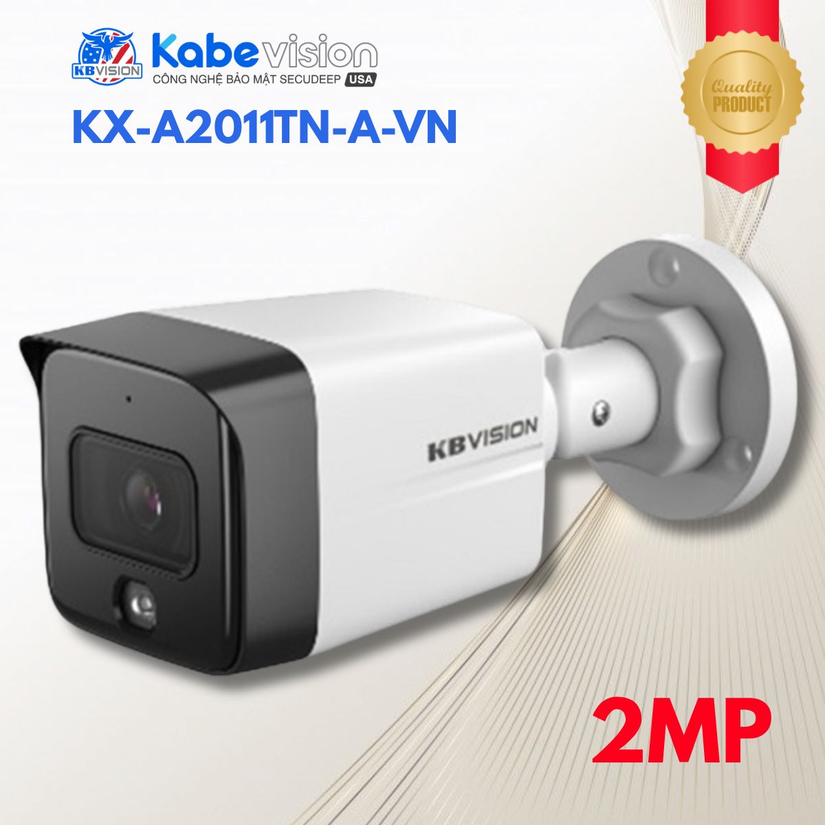 Camera IP 2MP Kabevision KX-A2011TN-A-VN Tích Hợp Mic, Hỗ Trợ PoE, Phát Hiện Con Người, Chống Nước IP67