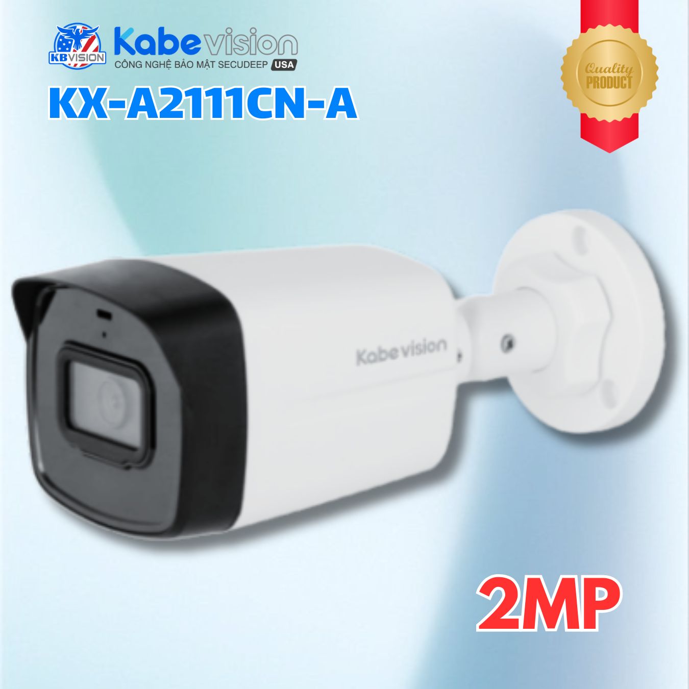 Camera IP Cố định thân ngoài trời Kabevision KX-A2111CN-A 2MP - Tích Hợp Mic, Phát Hiện Người AI, Chuẩn Nén H.265+, Hỗ Trợ PoE