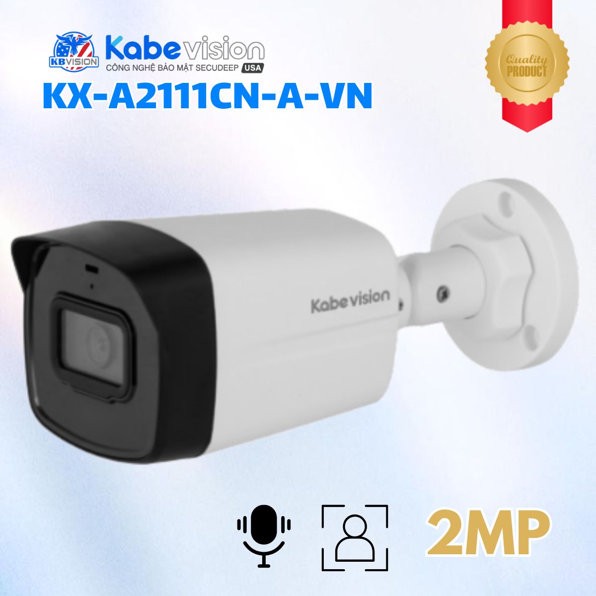 Camera IP Ngoài Trời Kabevision KX-A2111CN-A-VN 2MP - Tích Hợp Mic, AI Phát Hiện Người, Chống Nước IP67, IR30m