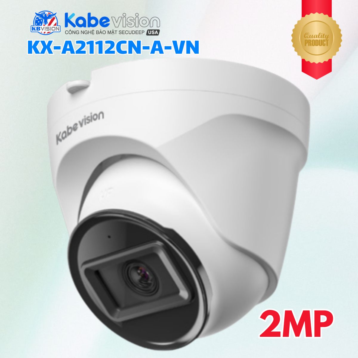 Camera IP Dome Kabevision KX-A2112CN-A-VN 2MP - AI Phát Hiện Người,  Tích Hợp Mic, Hỗ Trợ PoE, Chuẩn IP67, IR30m