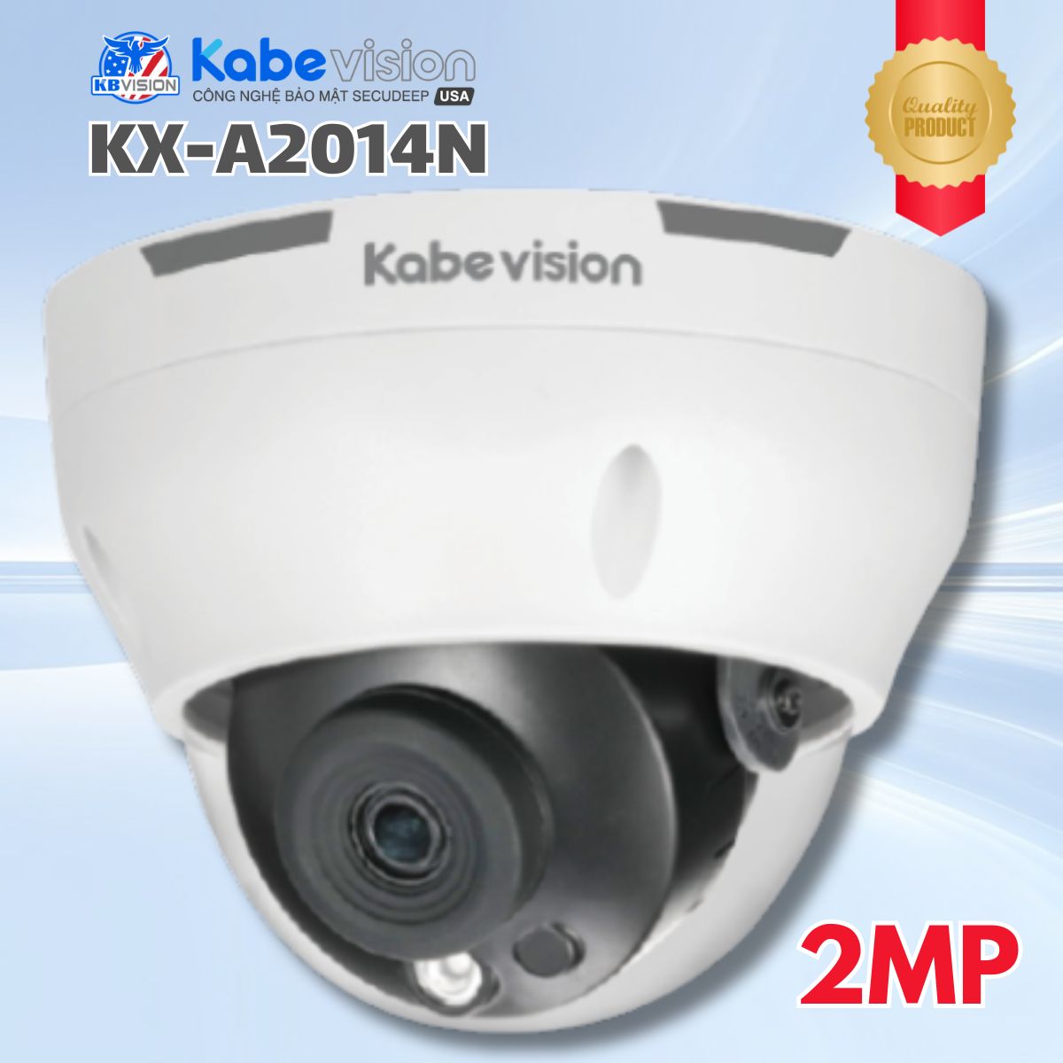 Camera IP Dome KBVISION KX-A2014N 2MP - Cảm Biến Sony, Hỗ Trợ PoE, Hồng Ngoại 30m, Chuẩn chống nước IP67, 12VDC/PoE.