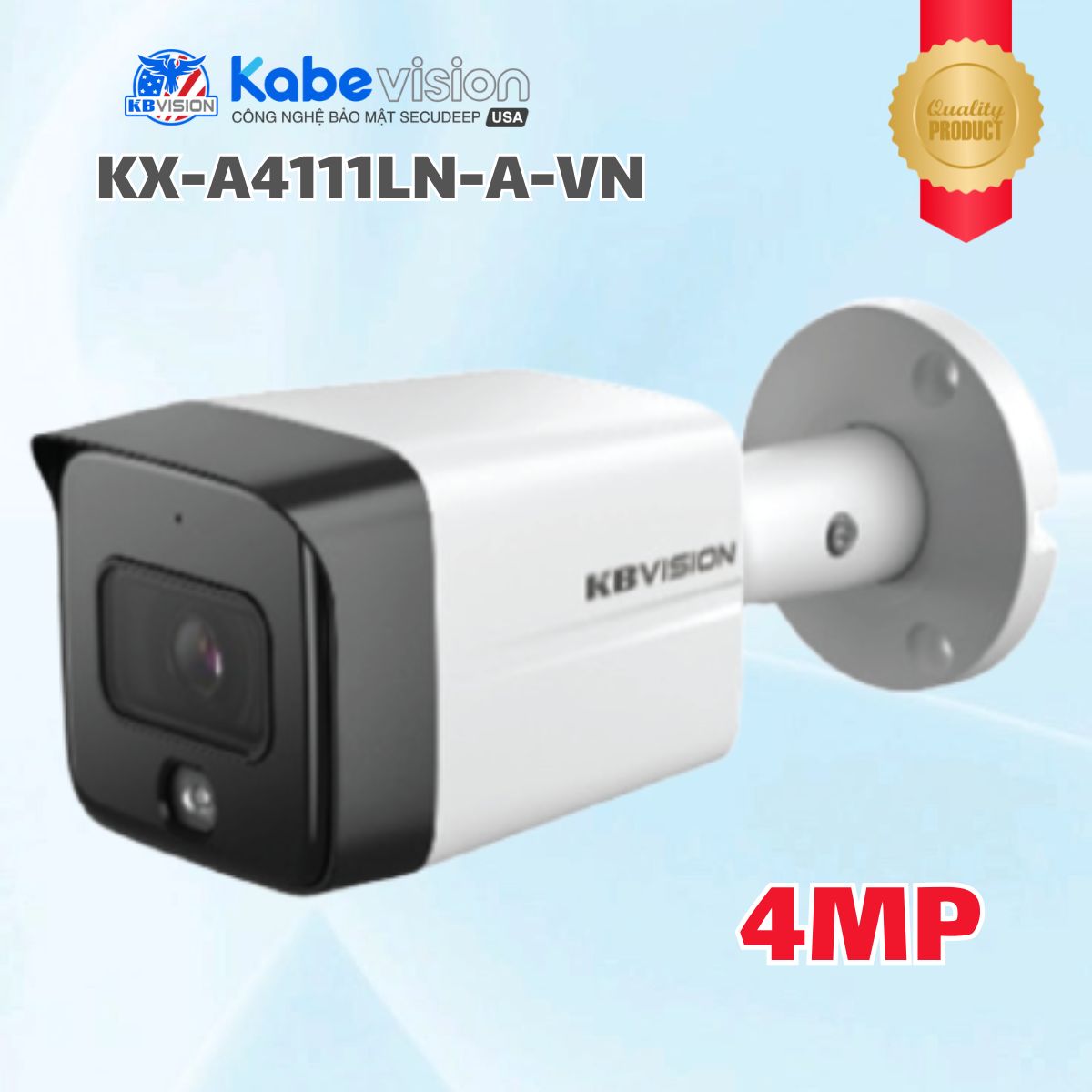 Camera IP Ngoài Trời Kabevision KX-A4111LN-A-VN 4MP - Có Mic, Phát Hiện Người, Chuẩn Chống Nước IP67, WDR 120dB, Hỗ Trợ PoE, IR30m