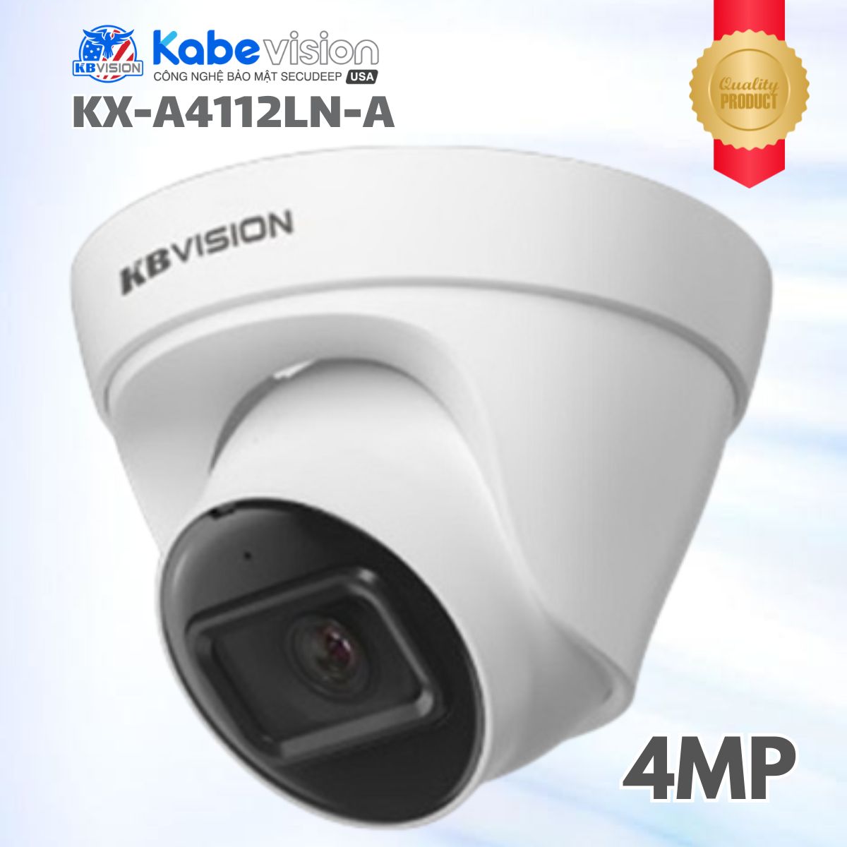 Camera IP Dome Trong nhà Kabevision KX-A4112LN-A 4MP, Chống Ngược Sáng WDR 120dB, Hỗ Trợ PoE, Tích hợp Mic, IR30m