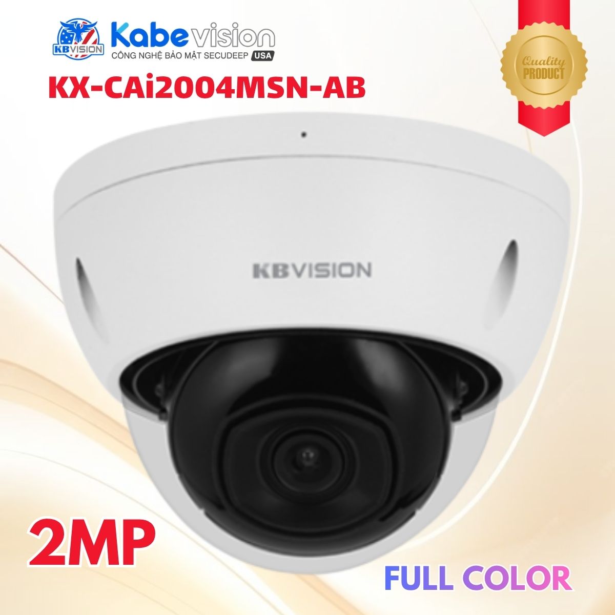 Camera IP Dome Kabevision KX-CAi2004MSN-AB 2MP - Ống Kính Motorized, Cảm Biến Sony, AI Phát Hiện Người/Xe, Hỗ Trợ PoE, IR40m
