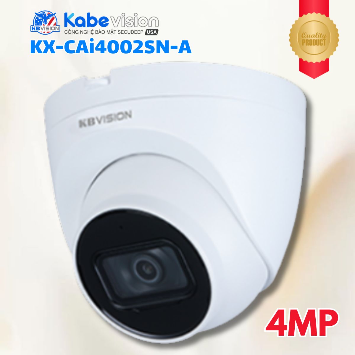 Camera Bán cầu Kabevision KX-CAi4002SN-A 4MP - Công nghệ Starlight, Phát hiện thông minh, Tích hợp Mic, IR30m, Hỗ trợ thẻ nhớ 256GB