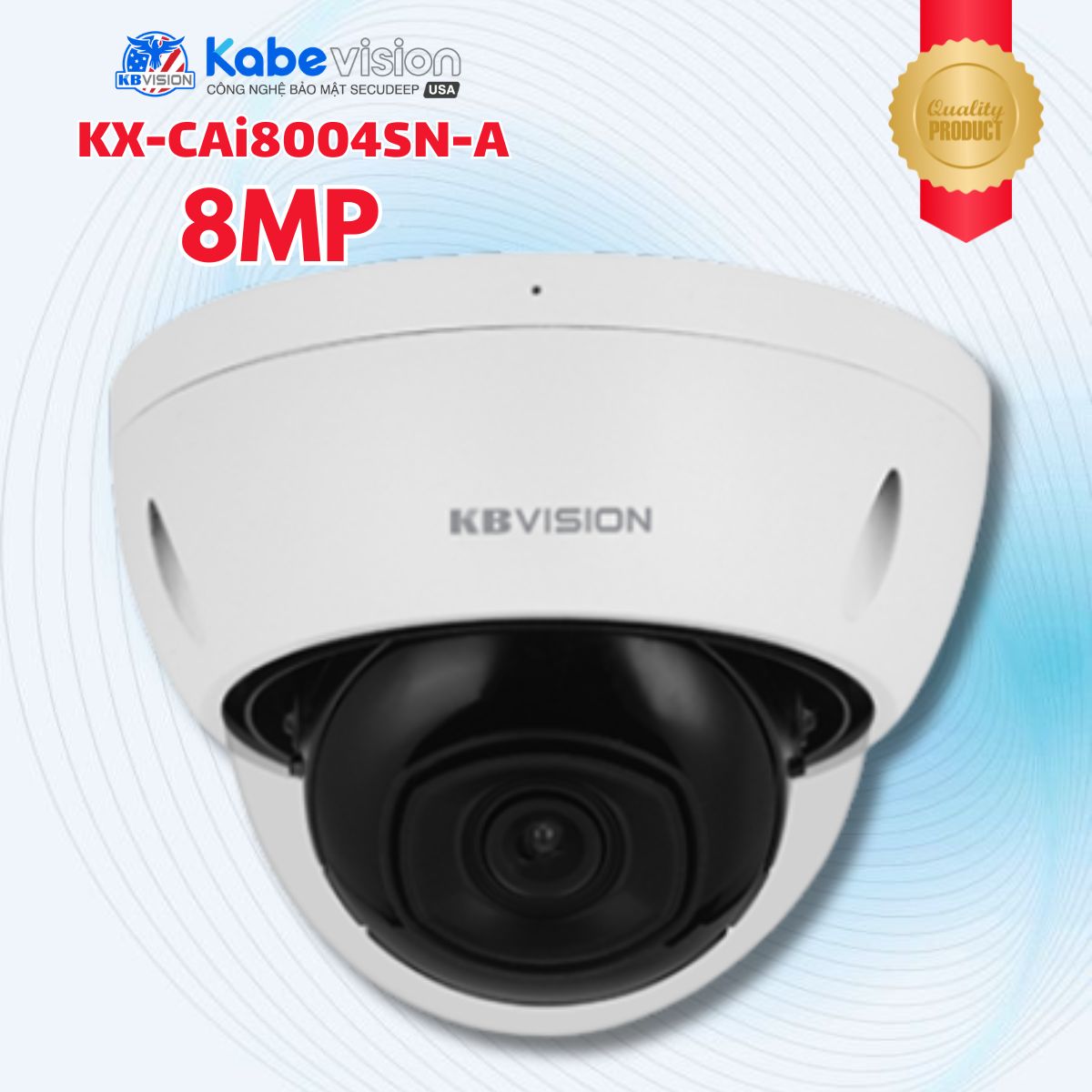 Camera IP Dome 8MP Kabevision KX-CAi8004SN-A Tích hợp Mic, Công nghệ Starlight, WDR 120dB, Hỗ trợ PoE, IR30m, IK10, IP67