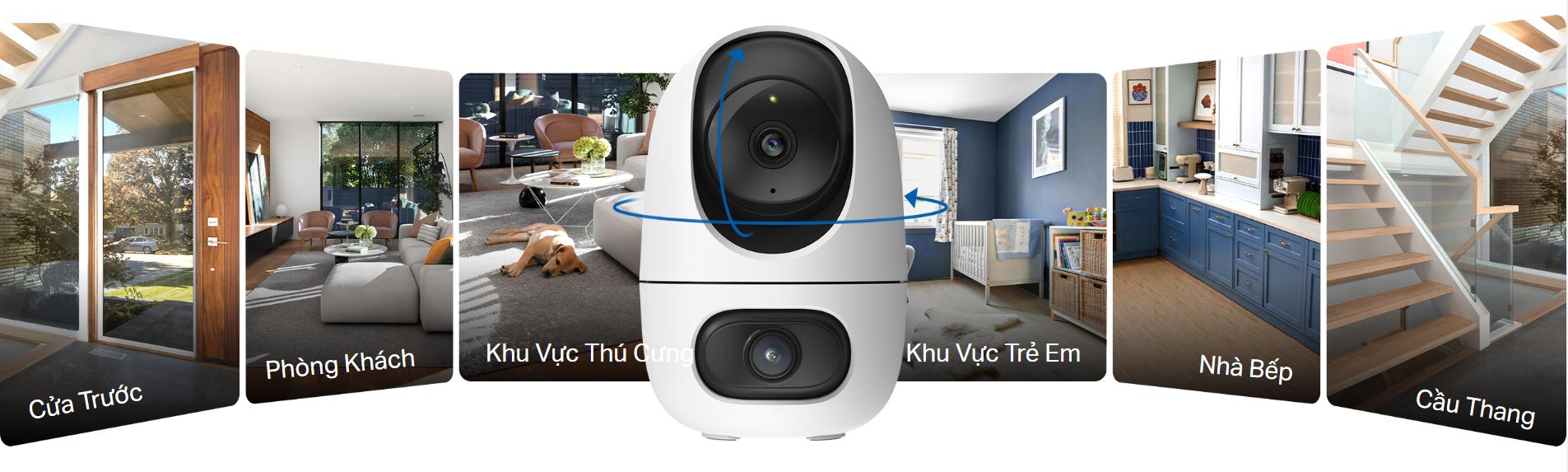Camera Wifi ống kính kép 2K Tapo C245D Phát hiện người, xe, thú cưng, Đàm thoại 2 chiều, Hồng ngoại 12m 