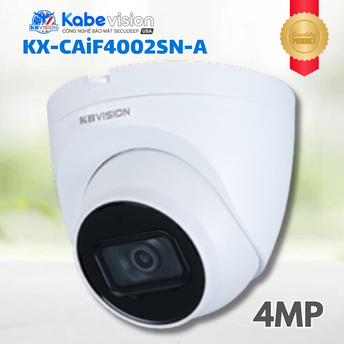 Camera IP Dome Kabevision KX-CAiF4002SN-A 4MP, Nhận diện  người và xe, Tích hợp Mic,  Ống kính 2.8mm, Full Color LED 30m, Thẻ nhớ 256GB 