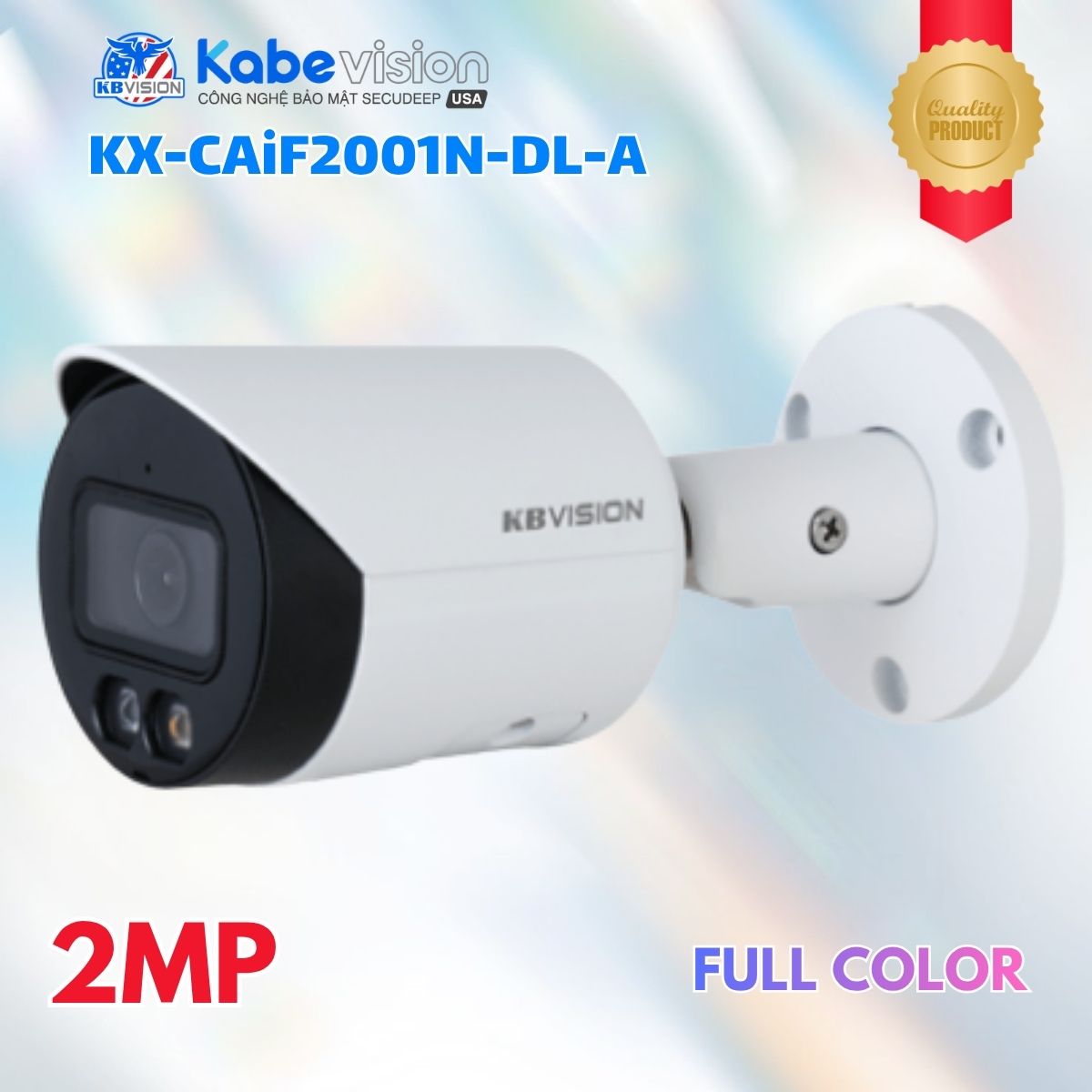 Camera IP thân Full Color ánh sáng kép Kabevision KX-CAiF2001N-DL-A 2MP - Cảm biến Sony Starvis, Tích hợp Mic, Phân biệt người & xe, LED/IR30m, Hỗ trợ PoE 