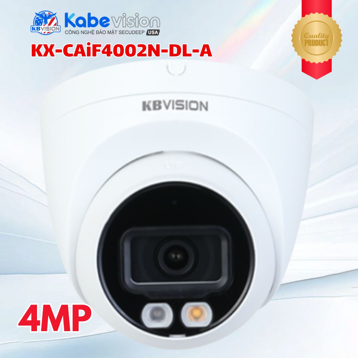Camera IP Dome Ánh sáng kép Kabevision KX-CAiF4002N-DL-A 4MP, Full Color, Cảm Biến Sony Starvis, Tích hợp Mic, Hồng ngoại 30m, IP67