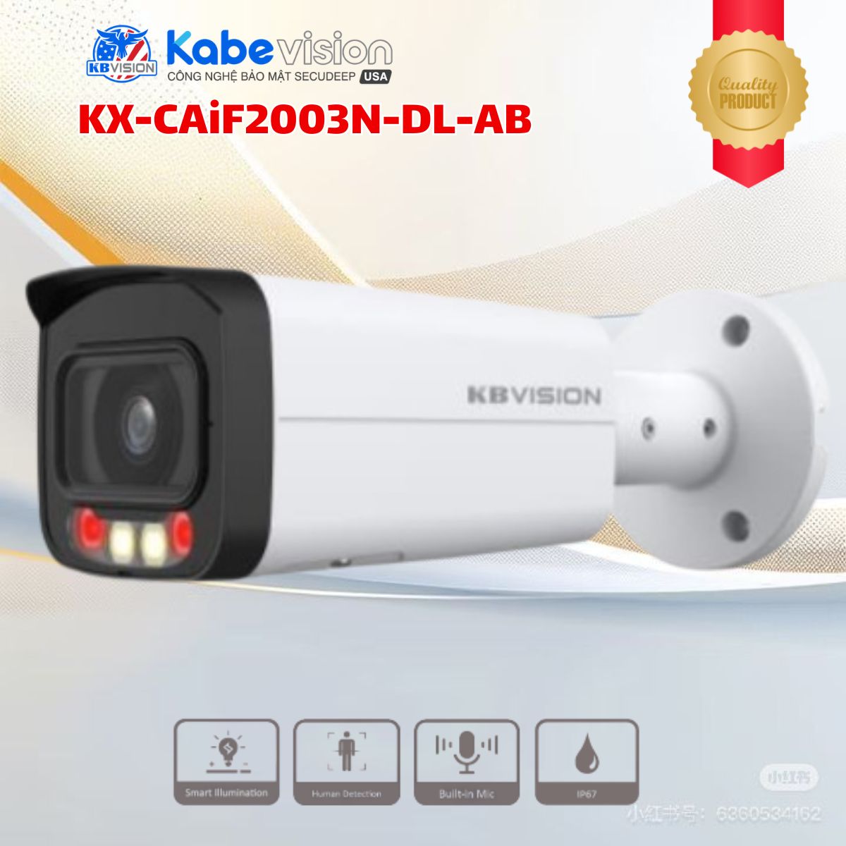 Camera IP Ánh sáng kép Kabevision KX-CAiF2003N-DL-AB Tùy chọn 2MP/4MP/5MP/8MP - Cảm biến Sony Starvis, Hồng ngoại 60m, Cổng Alarm, PoE