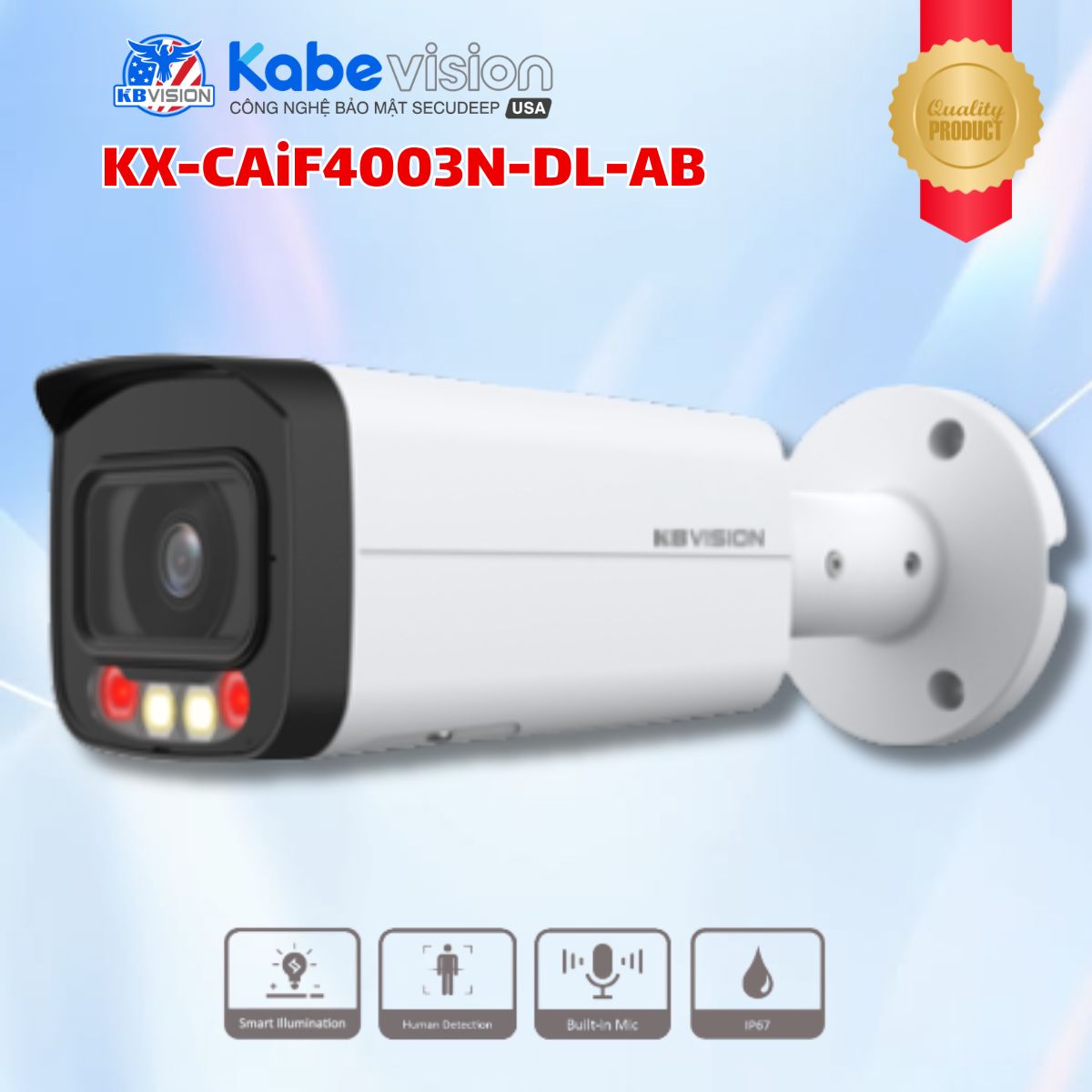 Camera IP Ánh Sáng Kép Kabevision KX-CAiF4003N-DL-AB - Cảm Biến Sony Starvis, Tùy Chọn 2MP/4MP/5MP/8MP, Hồng Ngoại 60m, Cổng Alarm, PoE