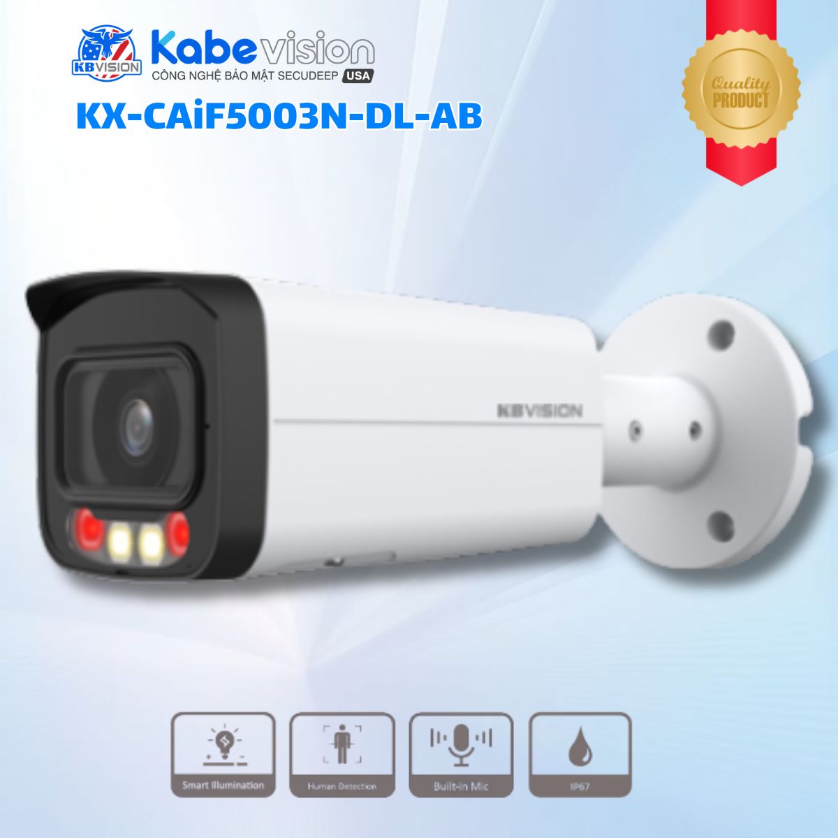 Camera IP ánh sáng kép Kabevision KX-CAiF5003N-DL-AB - Tùy chọn 2MP/4MP/5MP/8MP, Cảm biến Sony Starvis, Hồng ngoại 60m, IP67