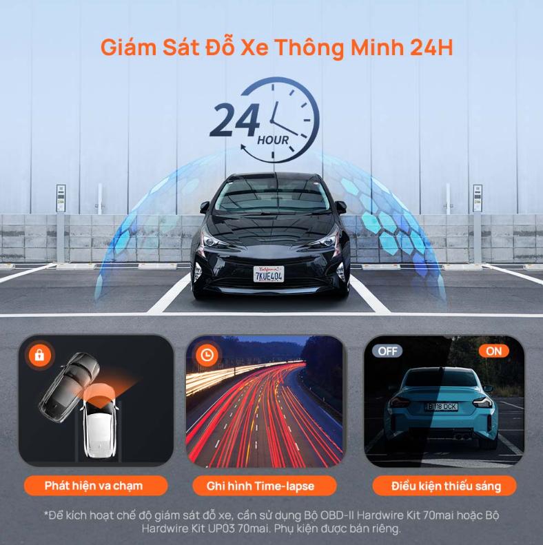 Camera hành trình 70mai M310 Plus 2K Ống kính xoay 360 độ, Giám sát đỗ xe 24h, Công nghệ Super Night Vision, Điều khiển giọng nói