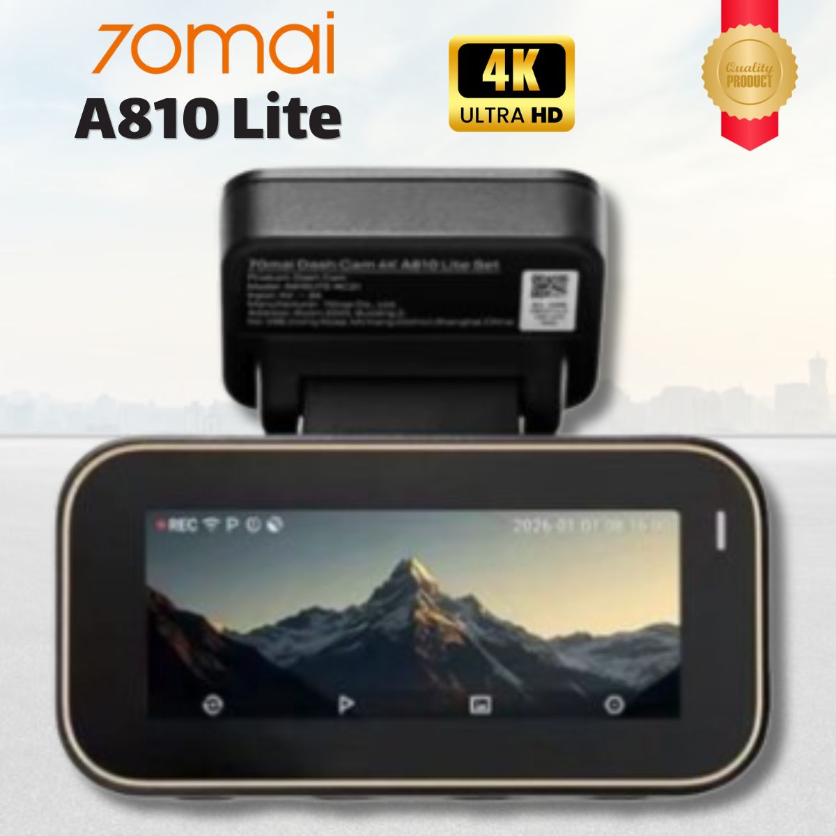 Camera hành trình 70mai A810 Lite 4K, Ghi hình trước, Kết nối Wi-Fi 6 & Bluetooth siêu tốc, Giám sát đỗ xe 24h