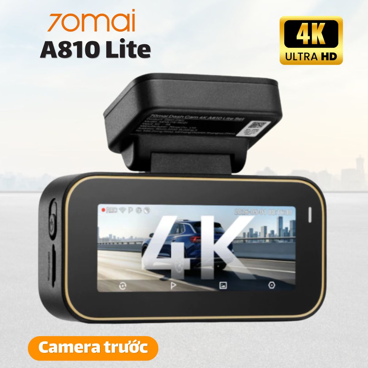 Camera hành trình 70mai A810 Lite 4K, Ghi hình trước, Kết nối Wi-Fi 6 & Bluetooth siêu tốc, Giám sát đỗ xe 24h