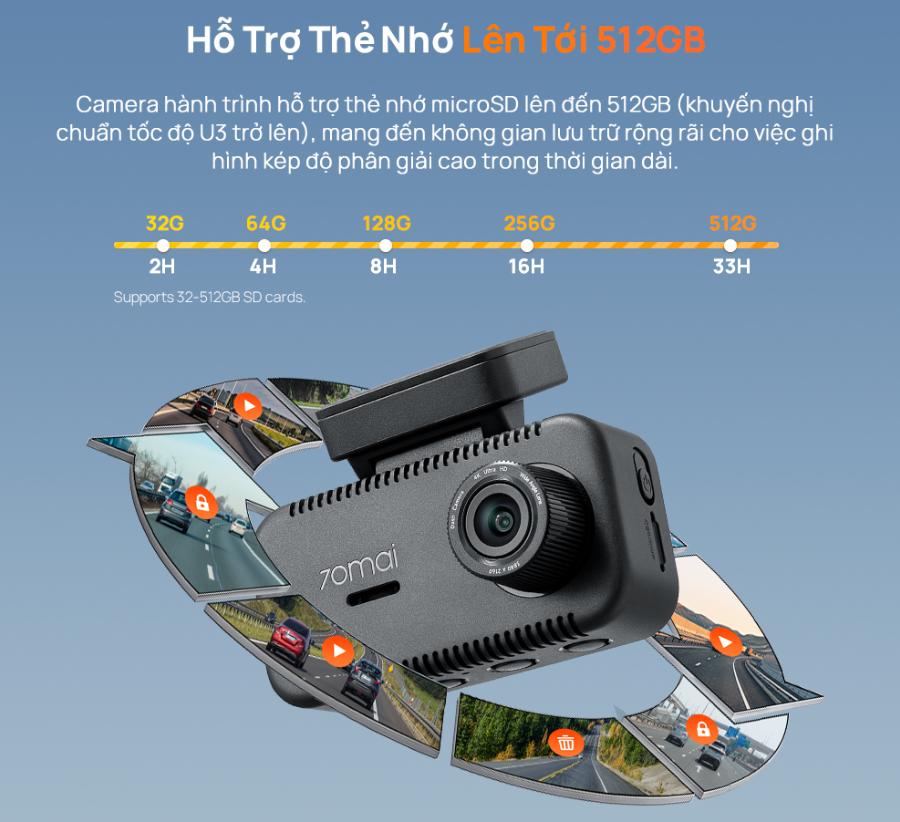 Camera hành trình 70mai A810 Lite 4K, Ghi hình trước, Kết nối Wi-Fi 6 & Bluetooth siêu tốc, Giám sát đỗ xe 24h