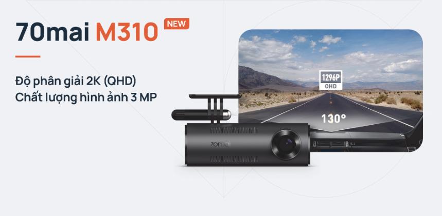 Camera hành trình trước 70mai M310 2K, Điều khiển giọng nói, Giám sát đõ xe 24h, Phát hiện va chạm, Tích hợp Wi-Fi 2.4Ghz