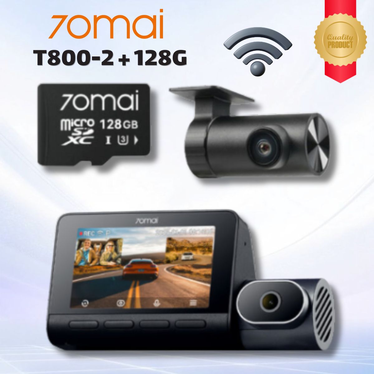 Camera hành trình 3 mắt 70mai T800-2 + 128G, Tích hợp GPS & ADAS, Kết nối 4G LTE*, Công nghệ Sony STARVIS 2 kép