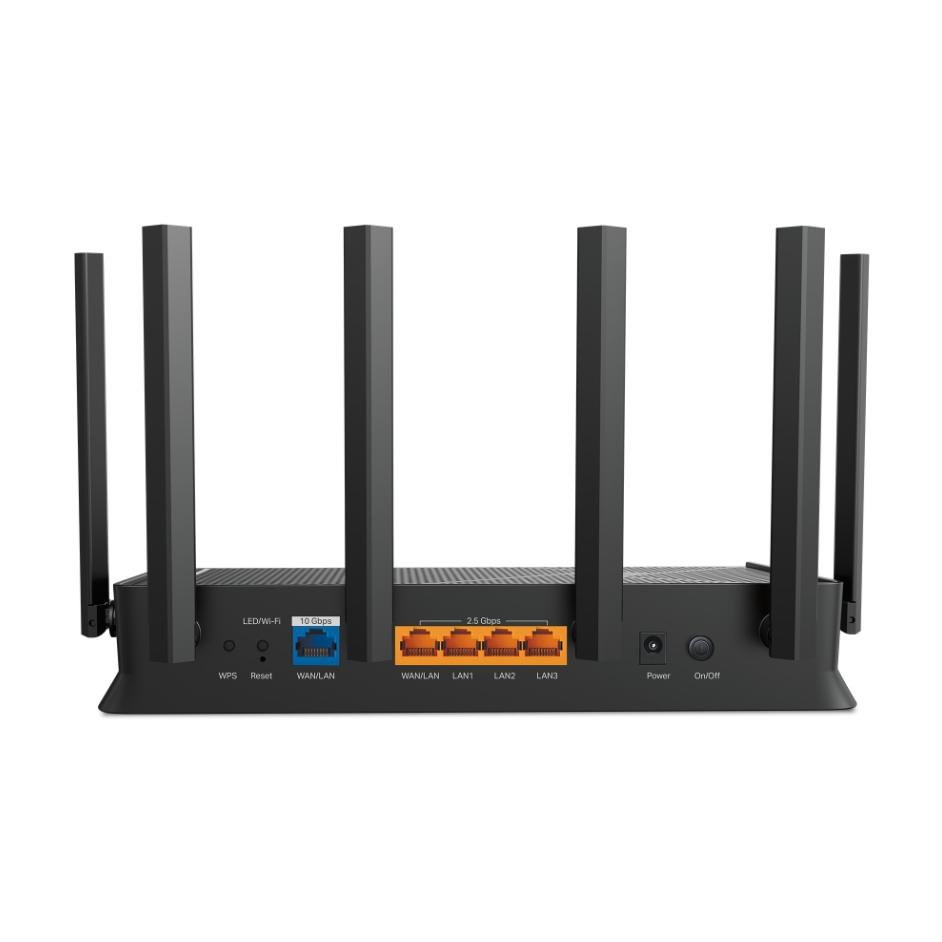Router Wi-Fi 7 TP-Link Archer BE600 Ba băng tần 2,4GHz, 5GHz, 6GHz 1 Cổng 10 Gbps WAN/LAN + 4 Cổng 2.5 Gbps, 6 Ăng-ten ngoài, Tốc độ 9.7 Gbps