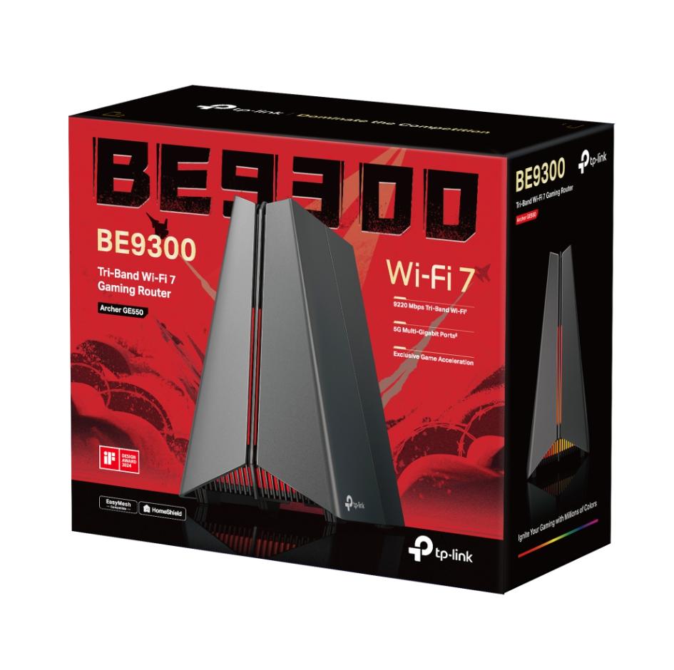 Bộ định tuyến cho game Wi-Fi 7 băng tần ba BE9300 Archer GE550 Tốc độ lên đến 9220 Mbps, Cổng WAN/LAN 5 Gbps Siêu Tốc, Đèn RGB