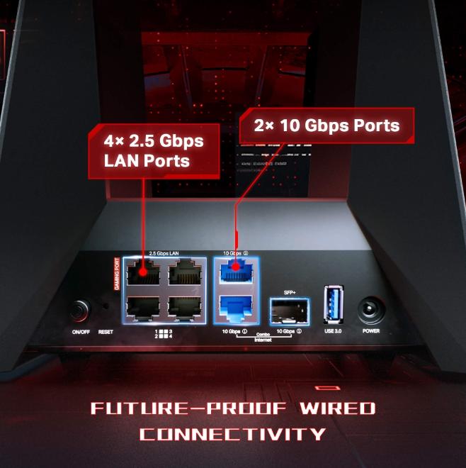 Router Wi-Fi 7 Gaming TP-Link Archer GE800 Ba băng tần, Tốc độ 19000Mbps, Băng thông 320 MHz, 2 Cổng 10Gbps + 4 Cổng LAN 2.5Gbps