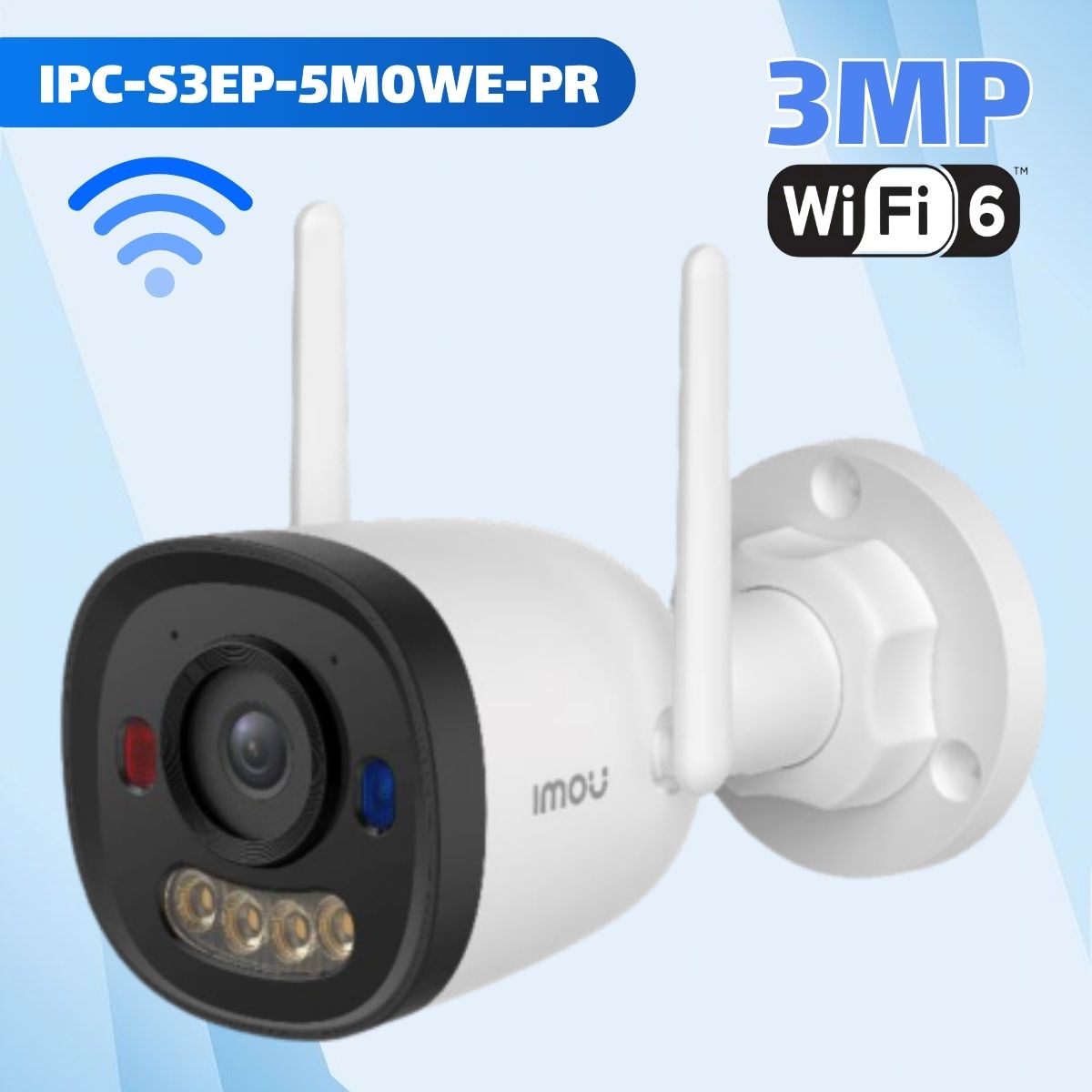 Camera Wi-Fi 6 Imou IPC-S3EP-5M0WE-PRO 5MP Đàm thoại 2 chiều, Nhận diện người & xe, IR25m, IP67, DC 12V 1A
