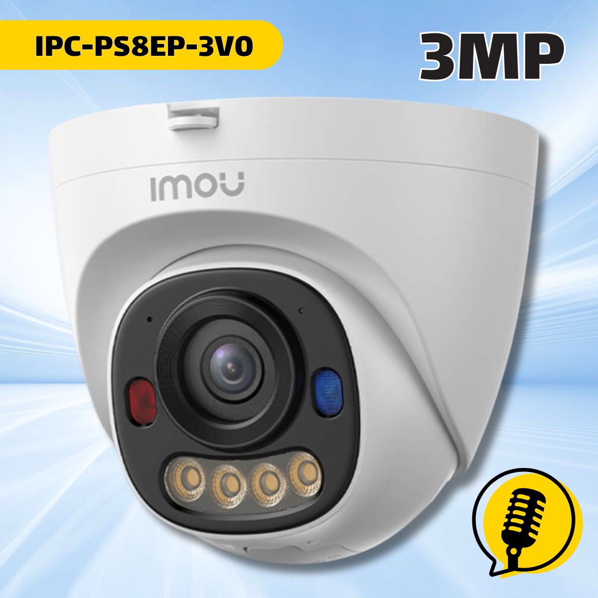 Camera Turret Imou IPC-PS8EP-3V0 3MP Hỗ trợ PoE, Đàm thoại 2 chiều, Hỗ trợ thẻ nhớ upto 512GB, IR30m, IP67