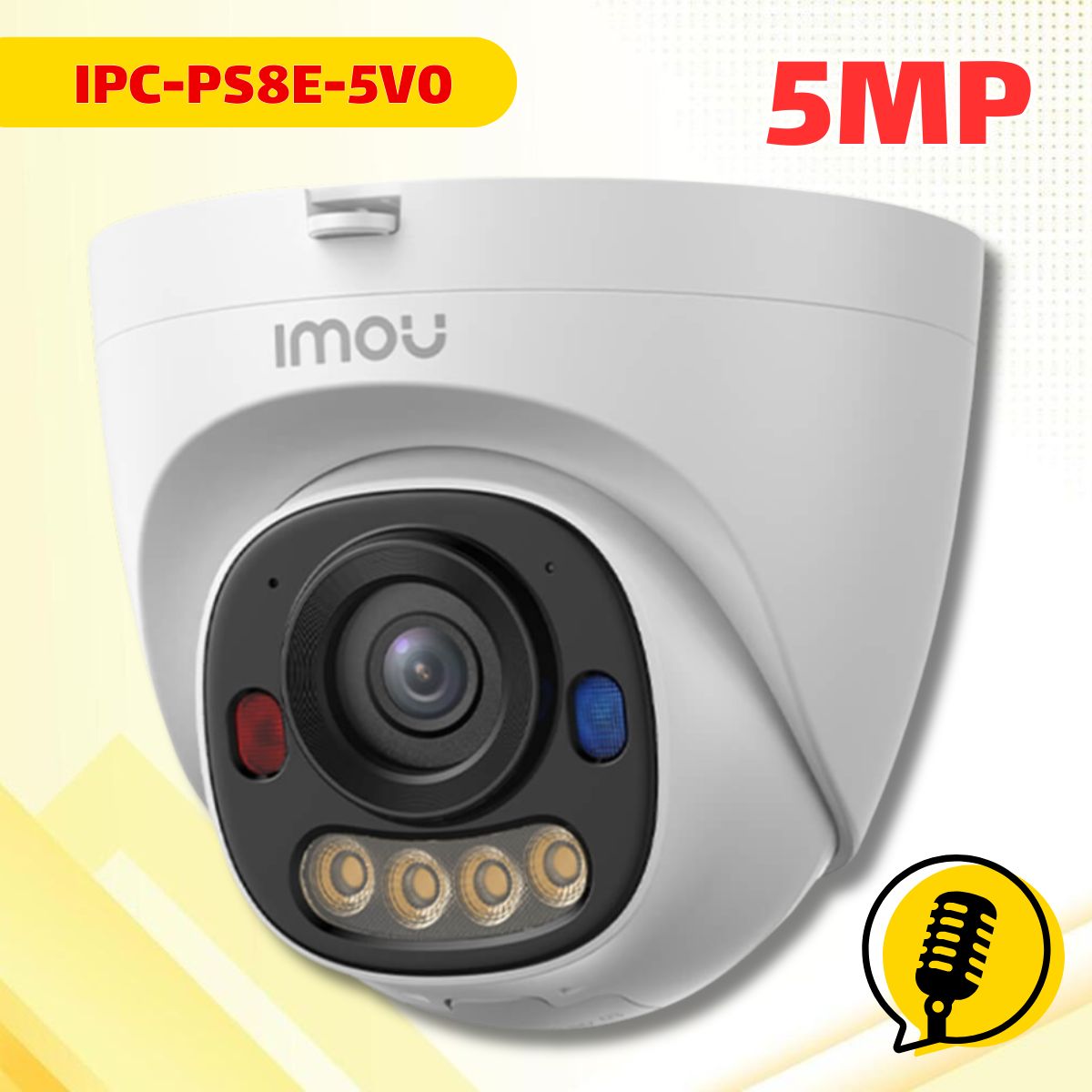 Camera Turret Imou IPC-PS8E-5V0 5MP Hỗ trợ PoE, Đàm thoại 2 chiều, Nhận diện người & xe, Chuẩn IP67, Thẻ nhớ 512GB