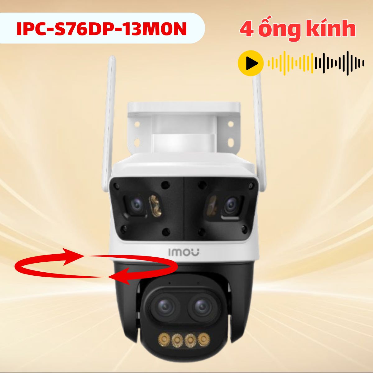 Camera 4 ống kính Cruiser Pano Z Imou IPC-S76DP-13M0N 13MP Zoom 12x, Đàm thoại 2 chiều, Nhận diện người & xe, Đèn & Còi