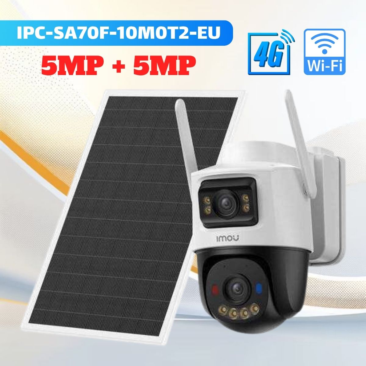 Camera NLMT 2 ống kính Imou IPC-SA70F-10M0T2-EU 5MP + 5MP Tích hợp SIM 4G và Wi-Fi, IR25m, Đàm thoại 2 chiều