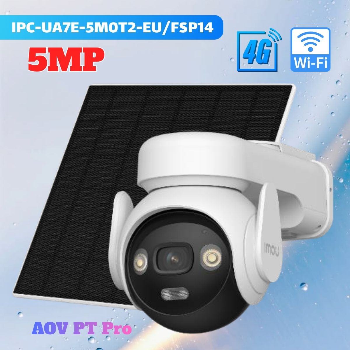 Camera AOV PT Pro Imou IPC-UA7E-5M0T2-EU/FSP14 5MP - Pin mặt trời, Sim 4G & WiFi, Tích hợp loa & mic, Tích hợp Pin 10000mAh