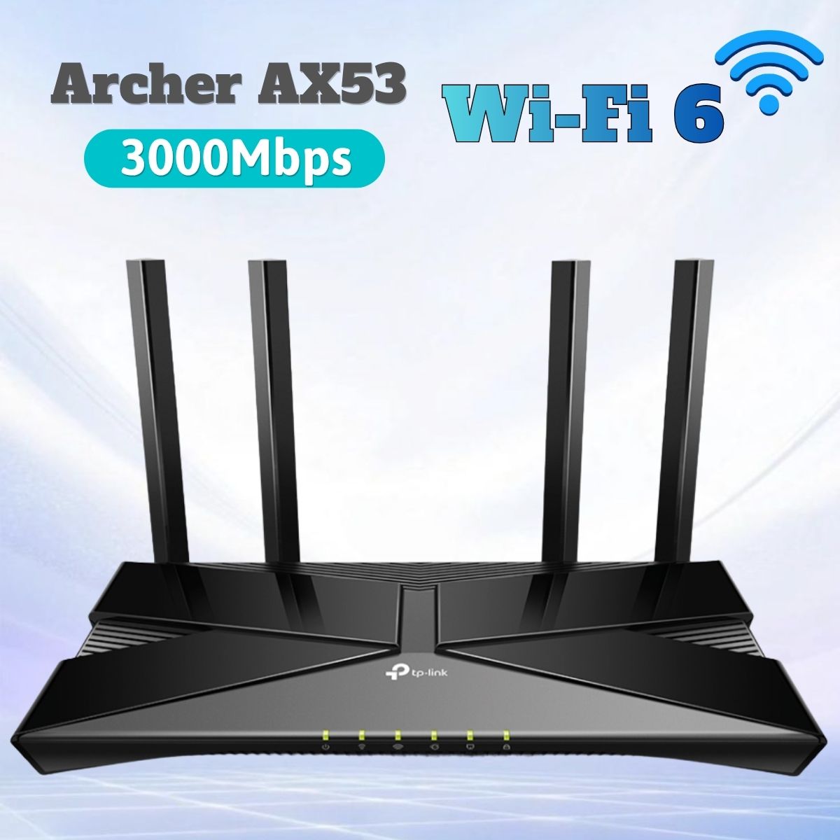 Router Wi-Fi 6 Gigabit TP-Link Archer AX53 Băng tần kép, Tốc Độ 3Gbps, 4 Ăng-ten ngoài độ lợi cao, Công nghệ Beamforming, Đièu khiển bằng điện thoại