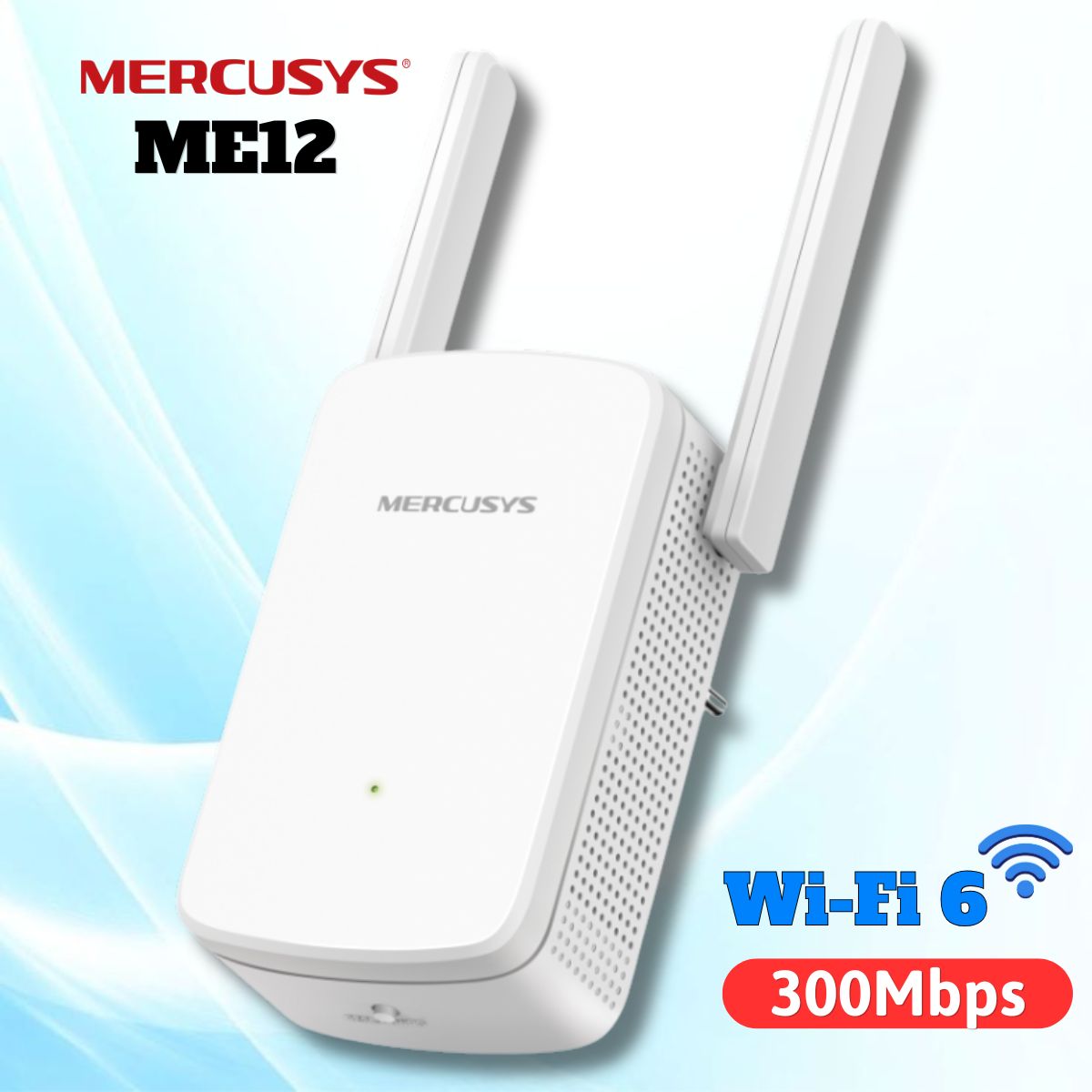 Bộ Mở Rộng Sóng Wi-Fi Mercusys ME12 N300 Tốc Độ 300Mbps, 2 Ăng-ten ngoài, Bảo Mật WPA3, Kiểm Soát Truy Cập