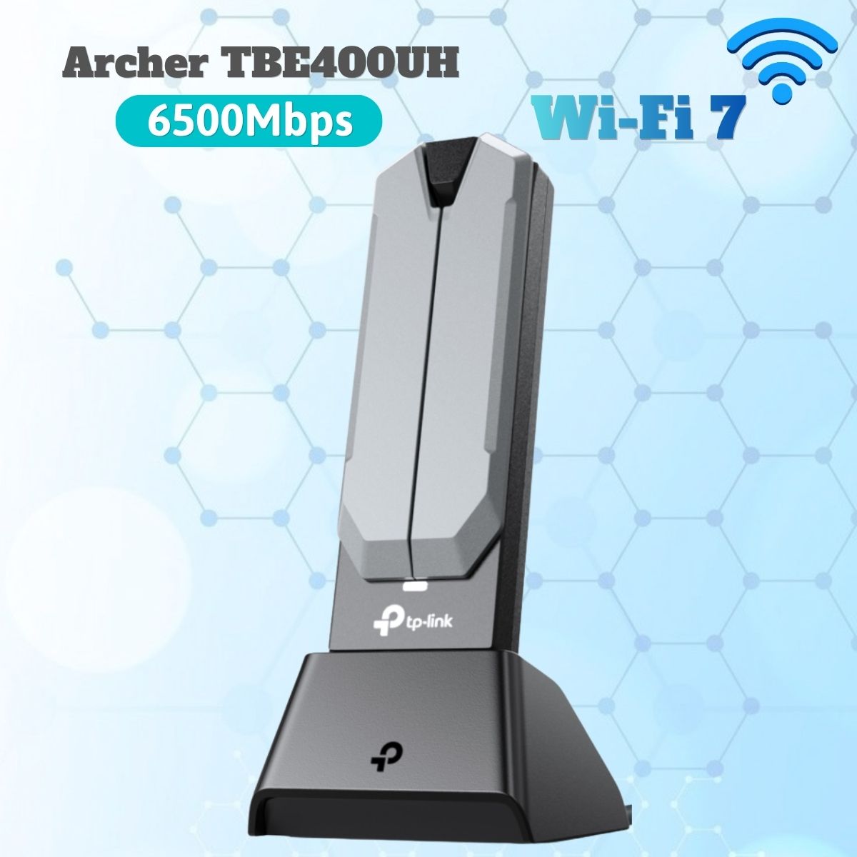 Bộ Chuyển Đổi USB Wi-Fi 7 TP-Link Archer TBE400UH Tốc độ 6500Mbps, Kết Nối USB 3.0, Wi-Fi 3 băng tần, Có Đế Cắm Nối Dài