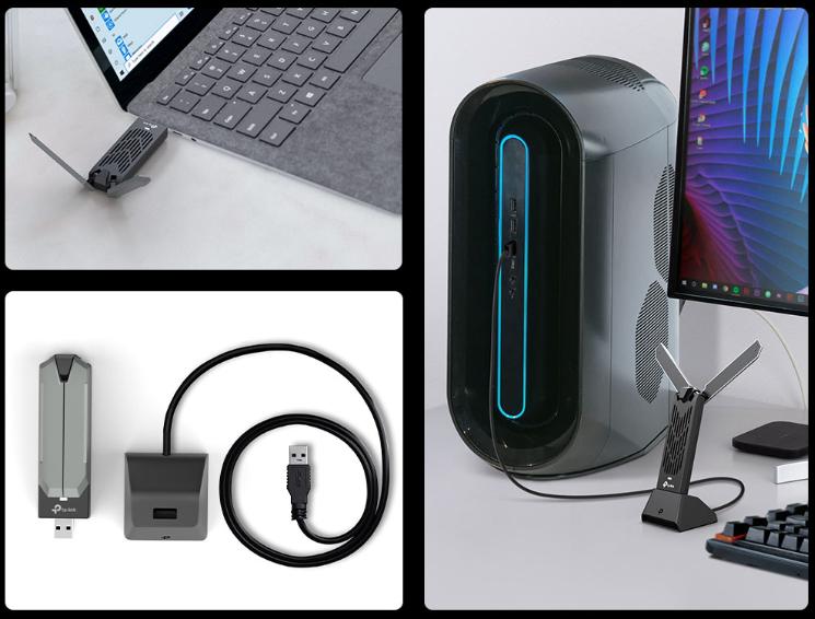 Bộ Chuyển Đổi USB Wi-Fi 7 TP-Link Archer TBE400UH Tốc độ 6500Mbps, Kết Nối USB 3.0, Wi-Fi 3 băng tần, Có Đế Cắm Nối Dài
