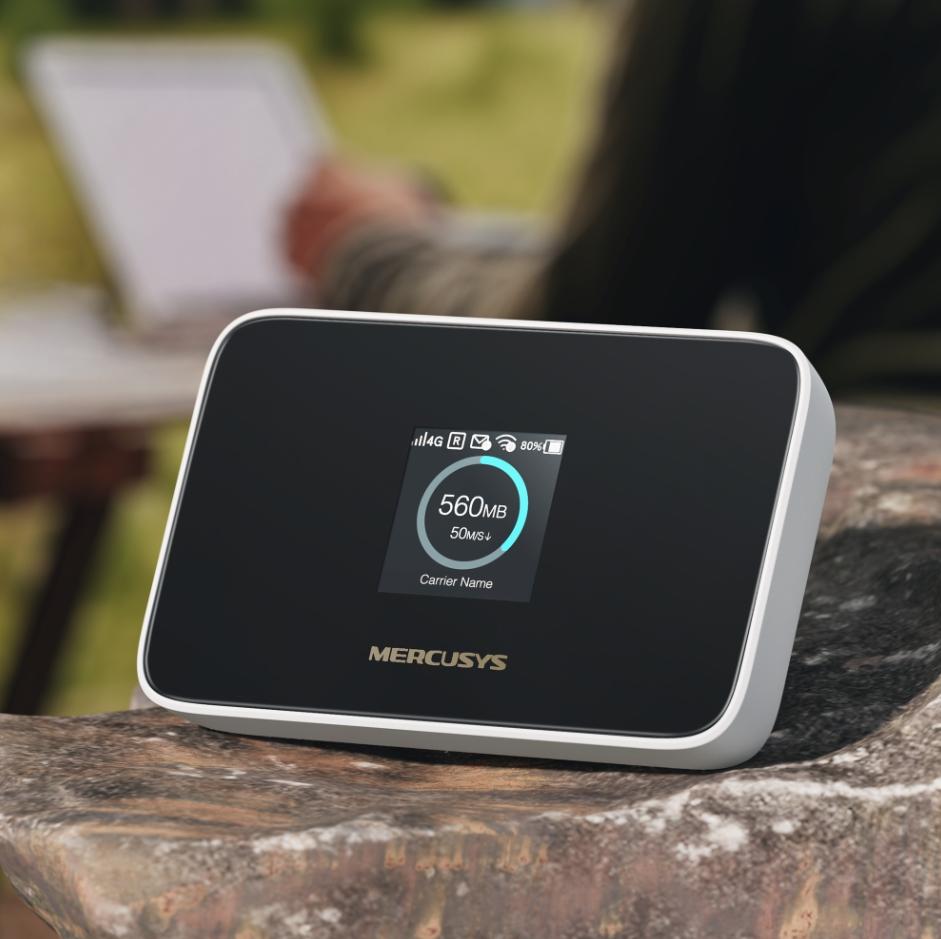 Bộ Phát WiFi Di Động 4G LTE Mercusys MT115 Chuẩn Wi-Fi 6 AX300 Có Màn Hình, Pin Đến 10 Giờ, Kết Nối 10 Thiết Bị